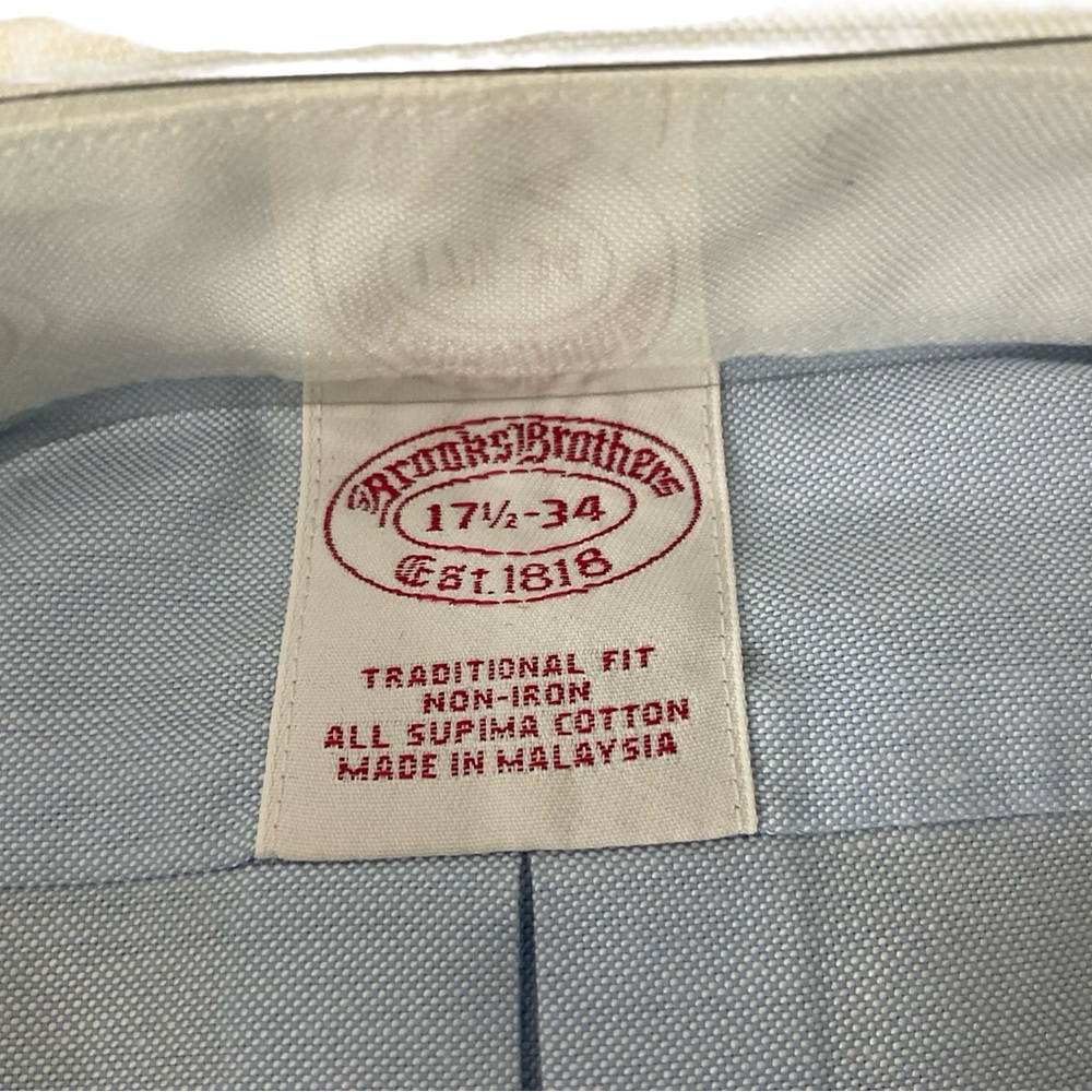 Vintage Brooks Brothers Men’s Blue Dress Shirt Size 17.5 34 New with Tags - Picture 3 of 6